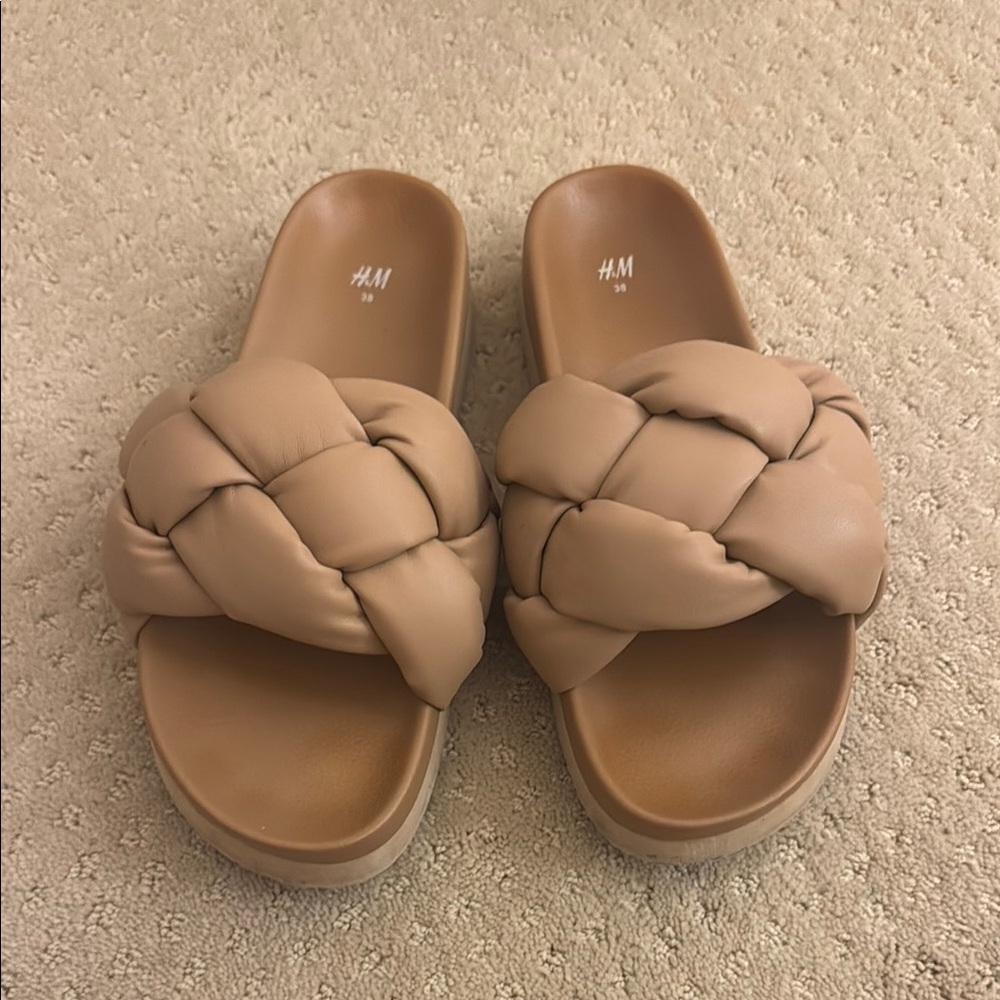 H&M Tan Crisscross Sandals with Flat Sole